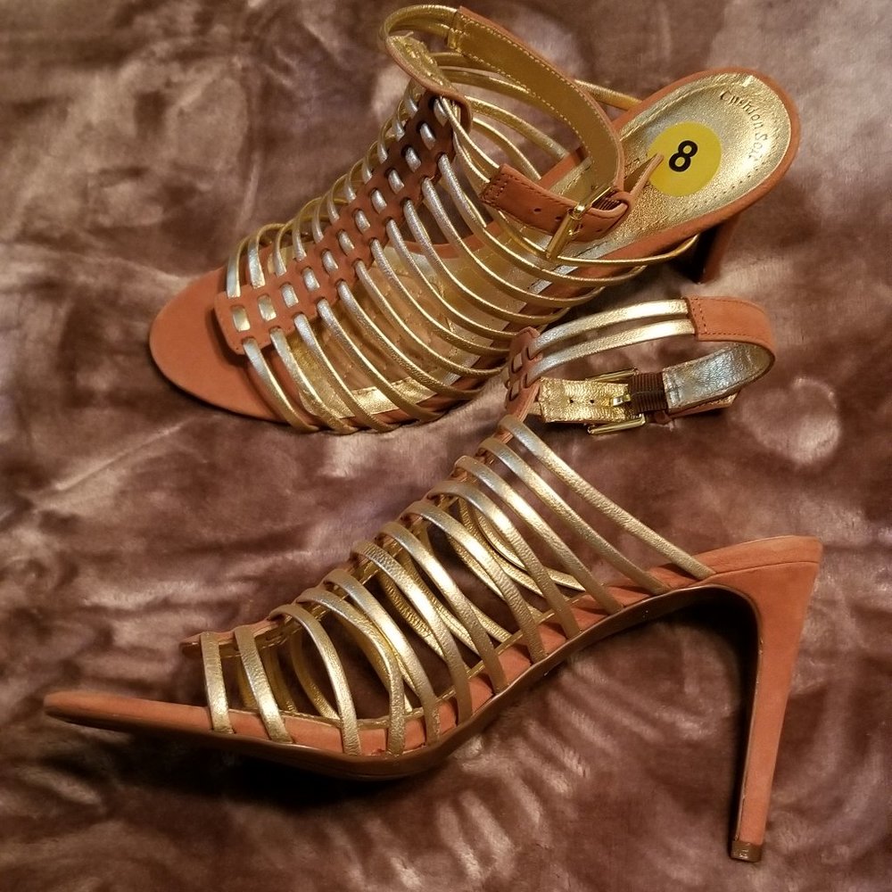 NWOT....Lauren Ralph Lauren Gold / Brown Heels
